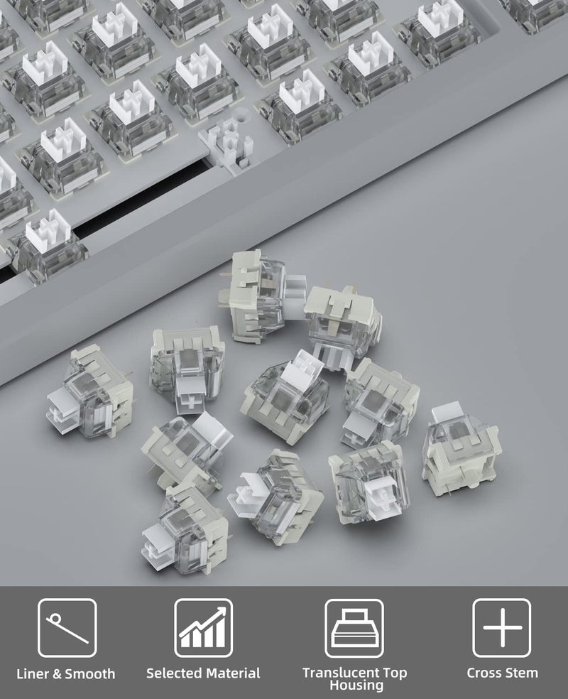 Magic-Refiner x Creamy White Switches for Mechanical Keyboard DIY, 42gf Linear Keyswitch 3 Pins, Pre Lubed with POM Stem Compatible for MX Mechanical Keyboard Switch Set (100PCS) - Image 5